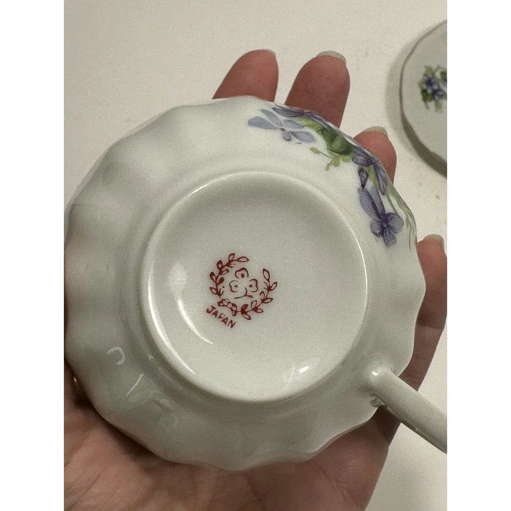 NIPPON YOKO BOEKI CO VINTAGE Purple Violet PORCELAIN TEA CUP & Plate Saucer RARE
